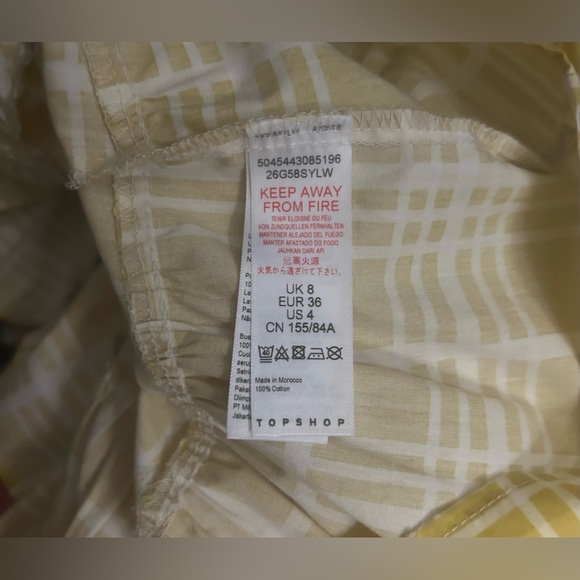 Topshop Yellow Check Mini Poplin Dress Size 4P - Picture 10 of 10